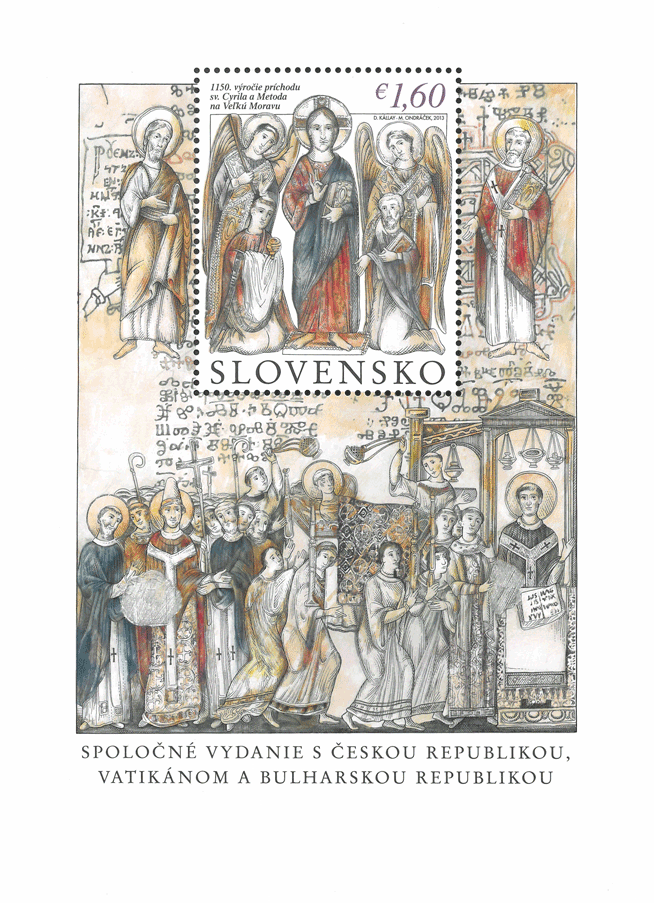 542 - 1150. výročie príchodu sv. Cyrila a Metoda na Veľkú Moravu: Spoločné vydanie s Českou republikou, Vatikánskym mestským štátom a Bulharskou republikou