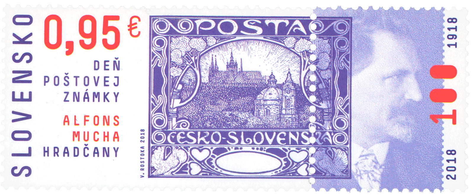 676 - Deň poštovej známky: A. Mucha – Hradčany