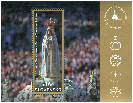Známka: 100. výročie zjavenia Panny Márie vo Fatime